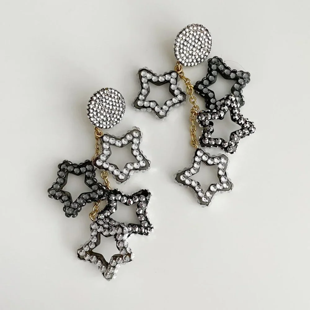 J. Crew Starry Drop Earrings with Crystals (Licorice) - Picture 1 of 3